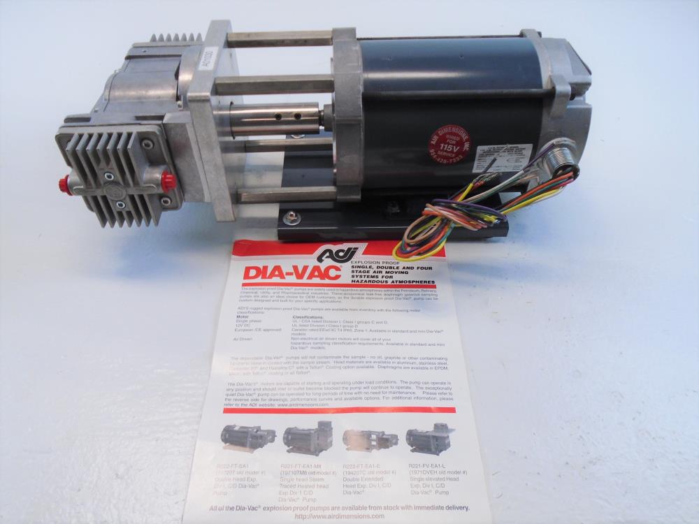 Air Dimensions Dia-Vac Pump R222-FT-EA1-E W/ GE Motor 5KC36PNB210KX